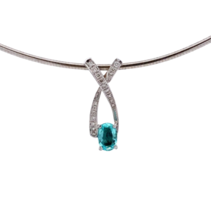 K18/K18WG モザンビーク産パライバトルマリン・ダイヤモンド ネックレス/ペンダントトップ 1.39・D0.3ct