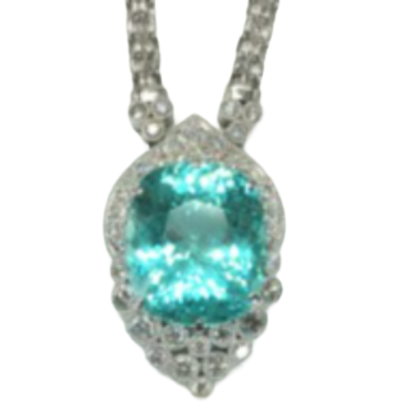 K18WG パライバトルマリン・ダイヤモンド ネックレス/ペンダントトップ 11.44 ct 0.95 ct