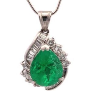 Pt･Pm900 エメラルド・ダイヤモンド ネックレス/ペンダントトップ 6.43 ct 1.5 ct