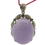 K18WG ラベンダー翡翠・ダイヤモンド ネックレス 57.30・0.70ct