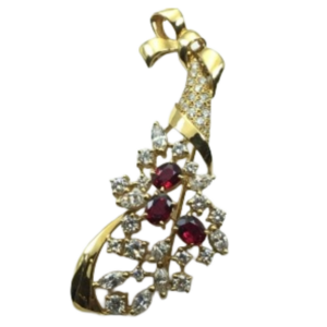 K18 ルビー・ダイヤモンド ブローチ 2.15・D2.87 ct