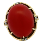 K18 サンゴ・ダイヤモンド リング 0.20ct