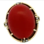 K18 サンゴ・ダイヤモンド リング 0.20ct