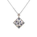 Pt900/Pt850 ダイヤモンド・サファイア ネックレス D0.61・0.2ct