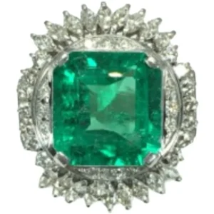 Pt･Pm900 コロンビア産エメラルド・ダイヤモンド リング 9.93 ct D1.52 ct