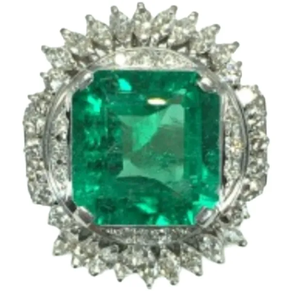 Pt・Pm900 コロンビア産エメラルド・ダイヤモンド リング 9.93 ct D1.52 ct
