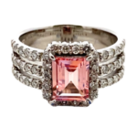 Pt･Pm900 パパラチアサファイア・ダイヤモンド リング 1.452・D0.7ct