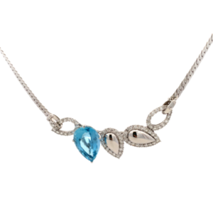 Pt900/Pt アクアマリン・ダイヤモンド ネックレス/ペンダントトップ 14.15・D3.15・D0.22ct