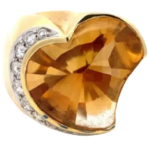 K18 シトリン・ダイヤモンド リング