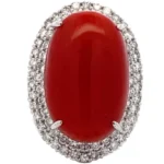 Pt･Pm900 サンゴ・ダイヤモンド リング 23.13・1.51ct