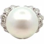 Pt･Pm900 パール・ダイヤモンド リング D3.48ct