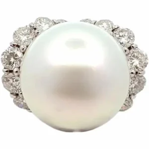 Pt･Pm900 パール・ダイヤモンド リング D3.48ct