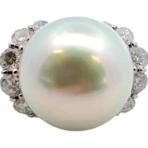 Pt･Pm900 パール・ダイヤモンド リング D3.48ct