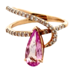 K18 ピンクゾイサイト・ダイヤモンド リング