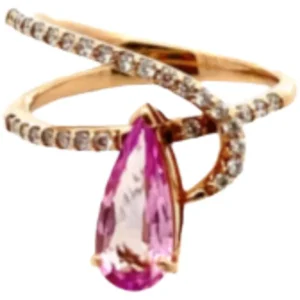 K18 ピンクゾイサイト・ダイヤモンド リング