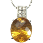 K18WG シトリン・ダイヤモンド ネックレス/ペンダントトップ 6.17 ct D0.16 ct