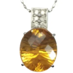 K18WG シトリン・ダイヤモンド ネックレス/ペンダントトップ 6.17 ct D0.16 ct