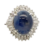 タサキ Pt･Pm900 スターサファイア・ダイヤモンド 12.38・1.94ct