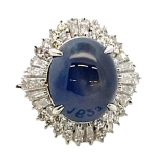 タサキ Pt･Pm900 スターサファイア・ダイヤモンド 12.38・1.94ct