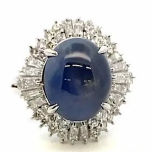 タサキ Pt･Pm900 スターサファイア・ダイヤモンド 12.38・1.94ct