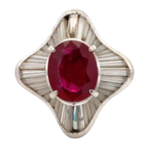 Pt･Pm900 ルビー・ダイヤモンド リング R3.05 ct D2.8 ct