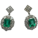 Pt850/Pt900 コロンビア産エメラルド・ダイヤモンド ピアス/イヤリング E2.08・E1.70 ct D1.68・0.5・D1.75・0.5 ct