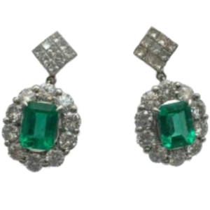Pt850/Pt900 コロンビア産エメラルド・ダイヤモンド ピアス/イヤリング E2.08・E1.70 ct D1.68・0.5・D1.75・0.5 ct