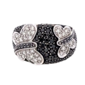 K18WG ダイヤ・ブラックダイヤ リング D1.25 ct