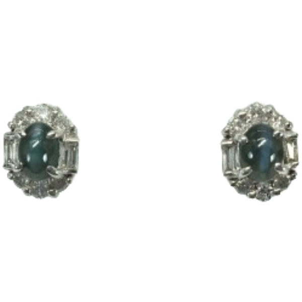 K18WG/K14WG アレキサンドライトキャッツアイ・ダイヤモンド ピアス/イヤリング 0.51・0.73 ct 0.22・0.22 ct