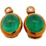 K18 エメラルド・ダイヤモンド ピアスイヤリング 4.45・4.44 ct 0.09・0.08 ct