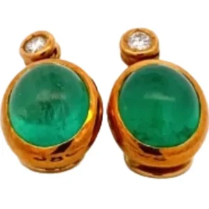 K18 エメラルド・ダイヤモンド ピアスイヤリング 4.45・4.44 ct 0.09・0.08 ct