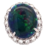 Pt･Pm900 ブラックオパール・ダイヤモンドリング 17.1 ct 2.78 ct