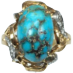 Pm/K18[Kﾒｲﾝ] ターコイズ・ダイヤモンド リング 0.237 ct