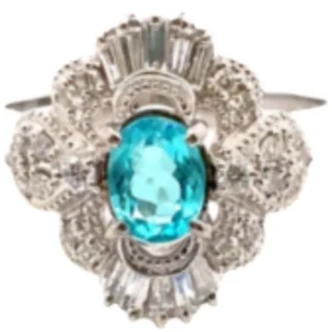 Pt･Pm900 ブラジル産パライバトルマリン・ダイヤモンド リング 0.59・D0.41ct