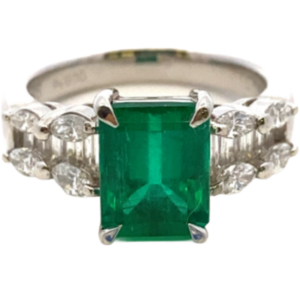 Pt･Pm900 エメラルド・ダイヤモンド リング 2.75・D0.91ct