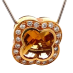 K18 シトリン・ダイヤモンド ネックレス/ペンダントトップ C2.4 ct D0.3 ct