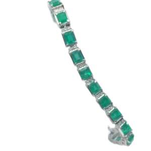 Pt･Pm900 エメラルド・ダイヤモンド ブレスレット/バングル 11.16・0.6 ct