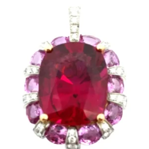 K18 ルベライト・サファイア・ダイヤモンド ネックレス/ペンダントトップ 15.48・S4.61・D0.64ct