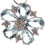 K18WG アクアマリン・ダイヤモンド ネックレス/ペンダントトップ 11.59・1ct