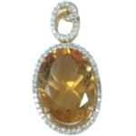 K18 シトリン・ダイヤモンド ネックレス/ペンダントトップ 7.32 ct D0.36 ct