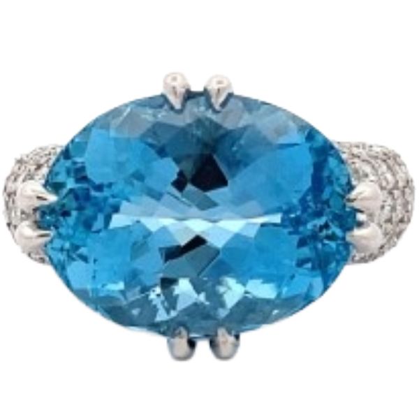 K18 アクアマリンダイヤモンド リング 9.52 ct D1.082 ct
