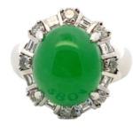 Pt･Pm900 翡翠・ダイヤモンド リング 9.43・D0.88ct