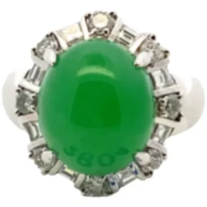 Pt･Pm900 翡翠・ダイヤモンド リング 9.43・D0.88ct