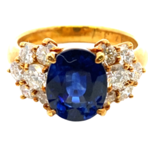 K18 サファイア・ダイヤモンド リング 3.56・D1.22ct