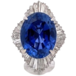 Pt･Pm900 スリランカ産非加熱ブルーサファイア・ダイヤモンド リング 11.78 ct D1.76 ct