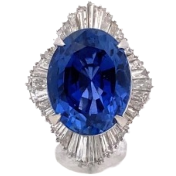 Pt・Pm900 スリランカ産非加熱ブルーサファイア・ダイヤモンド リング