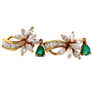 K18 エメラルド・ダイヤモンド ピアス/イヤリング 0.62・2 ct