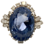 Pt･Pm850ブルーサファイア・ダイヤモンド リング 20.29・1.5ct