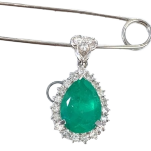 Pt･Pm900 エメラルド・ダイヤモンド ブローチ 3.82 ct D0.71 ct