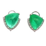 Pt900K14WG エメラルド・ダイヤモンド ピアスイヤリング 5.35・5.62 ct 0.323・0.323 ct